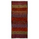 Hand-Woven Vintage Turkish Runner Kilim (Flat-weave). Geometric Pattern Corridor Kilim. 6 x 12.9 Ft (183 x 392 cm)