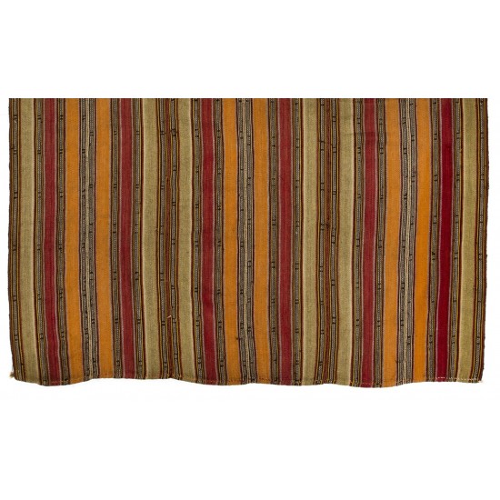 Multicolored Vintage Kilim from Turkey, Handwoven Rug with Vertical Bands. 6 x 7.2 Ft (184 x 217 cm)