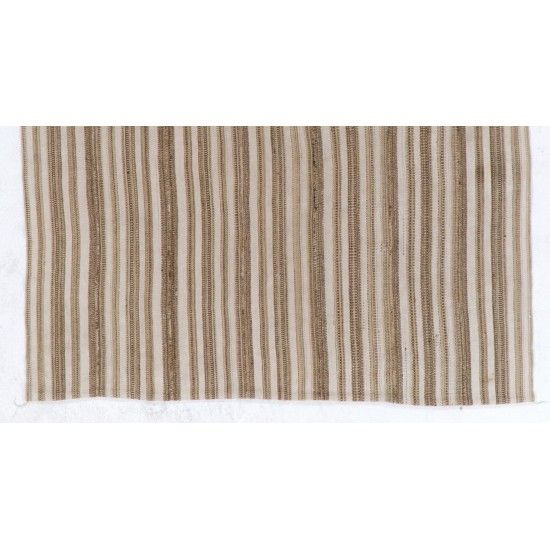 Handwoven Vintage Anatolian Kilim (Flat-weave) with Vertical Bands, 100% Wool. 6.2 x 6.7 Ft (187 x 203 cm)