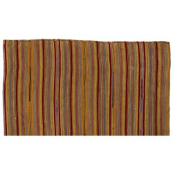 Handwoven Vintage Anatolian Kilim (Flat-weave) with Vertical Bands, 100% Wool. 6.2 x 7.2 Ft (188 x 217 cm)