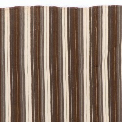 Handwoven Vintage Anatolian Kilim Made of Natural Undyed Organic Wool, Ivory & Brown Color Rug. 6.3 x 7.9 Ft (190 x 240 cm)