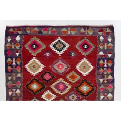 Gorgeous Vintage Handmade Kilim from Turkey, Geometric Pattern Rug. 6.3 x 8.6 Ft (190 x 260 cm)