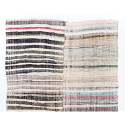 Vintage Striped Kilim (Reversible) for Home & Office, Handwoven Turkish Rug. 6.4 x 10.2 Ft (195 x 308 cm)