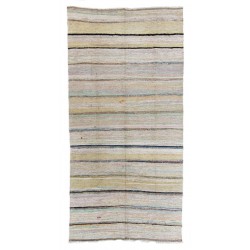 Late 20th Century Striped Double Sided Kilim, Vintage Handwoven Rug. 6.4 x 12.7 Ft (195 x 385 cm)