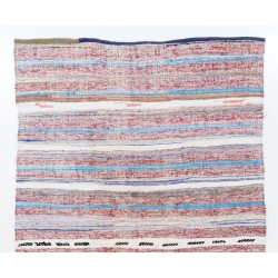 Late 20th Century Striped Double Sided Kilim, Vintage Handwoven Cotton Rug. 6.5 x 11 Ft (198 x 335 cm)