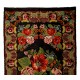 Bessarabian Vintage Hand-Woven Moldovian Wool Kilim, Unique Floral Pattern 50 years old Kilim Rug. 6.6 x 12.2 Ft (200 x 369 cm)