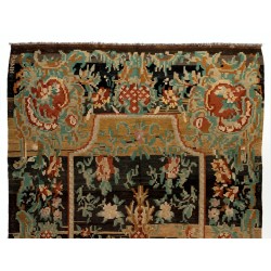 Bessarabian Hand-Woven Floral Pattern Moldovian Kilim, One-of-a-Kind 100% Sheep Wool Vintage Rug. 6.7 x 10.3 Ft (203 x 313 cm)