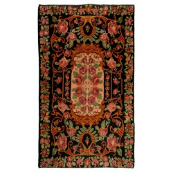 Bessarabian Hand-Woven Floral Pattern Moldovian Kilim, One-of-a-Kind 100% Sheep Wool Vintage Rug. 6.7 x 11 Ft (203 x 333 cm)