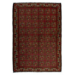 Bessarabian Hand-Woven Floral Pattern Moldovian Kilim, One-of-a-Kind 100% Sheep Wool Vintage Rug. 6.7 x 9 Ft (204 x 273 cm)