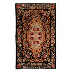 Bessarabian Hand-Woven Floral Pattern Moldovian Kilim, One-of-a-Kind 100% Sheep Wool Vintage Rug. 6.7 x 10.3 Ft (204 x 311 cm)
