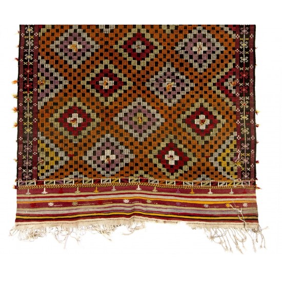 Nomadic Central Anatolian Jijim Kilim, Flat Weave Wool Rug. 6.7 x 11 Ft (204 x 337 cm)