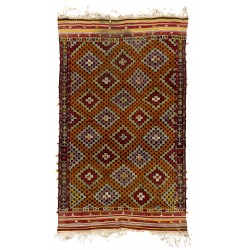 Nomadic Central Anatolian Jijim Kilim, Flat Weave Wool Rug. 6.7 x 11 Ft (204 x 337 cm)