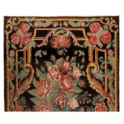 Bessarabian Hand-Woven Floral Pattern Moldovian Kilim, One-of-a-Kind 100% Sheep Wool Vintage Rug. 6.8 x 10.9 Ft (206 x 332 cm)