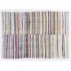 Lovely Multicolored Striped Double Sided Kilim, Vintage Handwoven Rag Rug. 6.9 x 9.7 Ft (210 x 295 cm)