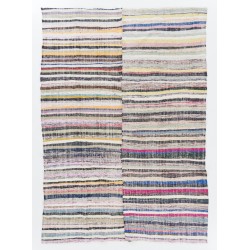 Lovely Multicolored Striped Double Sided Kilim, Vintage Handwoven Rag Rug. 6.9 x 9.7 Ft (210 x 295 cm)