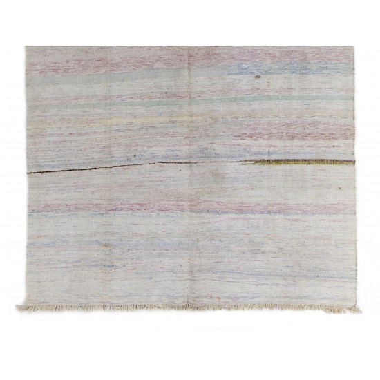 Large Vintage Banded Kilim (Reversible), Handwoven Rug from Turkey. 6.9 x 11 Ft (210 x 335 cm)