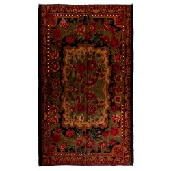 Bessarabian Hand-Woven Floral Pattern Moldovian Kilim, One-of-a-Kind 100% Sheep Wool Vintage Rug. 6.9 x 11.4 Ft (210 x 347 cm)