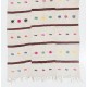 Handmade Turkish Kilim with Pink Green Orange Blue Embroidery, Colorful Striped Rug. 6.9 x 14.2 Ft (210 x 430 cm)