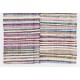 Lovely Multicolored Striped Double Sided Kilim, Vintage Handwoven Rag Rug. 7 x 9.7 Ft (215 x 295 cm)