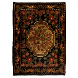 Decorative Bessarabian Hand-Woven Floral Pattern Moldovian Kilim, One-of-a-Kind Vintage Wool Rug. 7.2 x 9.7 Ft (217 x 295 cm)