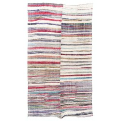 Large Lovely Multicolored Striped Double Sided Kilim, Vintage Handwoven Rag Rug. 7.4 x 12.6 Ft (223 x 384 cm)