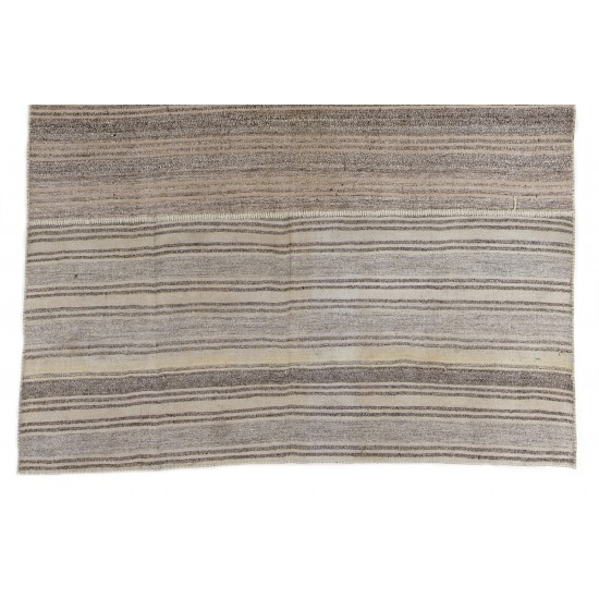 Traditional 1975s Hand-Woven Turkish Kilim Rug. Hemp & Goat Hair Floor Covering. 7.8 x 10.2 Ft (235 x 310 cm)