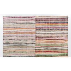 Large Lovely Multicolored Striped Kilim, Vintage Handwoven Rag Rug. 7.8 x 9.8 Ft (235 x 297 cm)