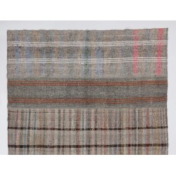 Authentic Vintage Handmade Cotton and Goat Wool Nomadic Kilim Rug. 7.8 x 12.3 Ft (237 x 372 cm)