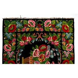 Bessarabian Hand-Woven Floral Pattern Moldovian Kilim, One-of-a-Kind 100% Sheep Wool Vintage Rug. 8.6 x 10.4 Ft (261 x 316 cm)