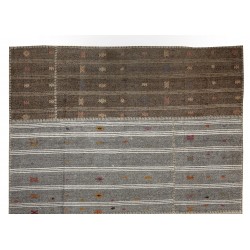 Natural Un-dyed Wool Kilim, Modern Flat-Weave Kilim Rug. 9 x 12.2 Ft (275 x 370 cm)