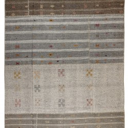 Natural Un-dyed Wool Kilim, Modern Flat-Weave Kilim Rug. 9 x 12.2 Ft (275 x 370 cm)