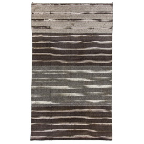 Oversize 1960s Striped Kilim, Flat-weave Central Anatolian Rug. 9.2 x 15 Ft (280 x 460 cm)