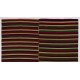 Large Vintage Nomadic Turkish Kilim "Flat-Weave", Striped Handmade Wool Rug (Reversible). 9.7 x 11 Ft (295 x 335 cm)