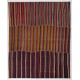 Large Vintage Nomadic Turkish Kilim "Flat-Weave", Striped Handmade Wool Rug (Reversible). 9.9 x 12 Ft (300 x 367 cm)
