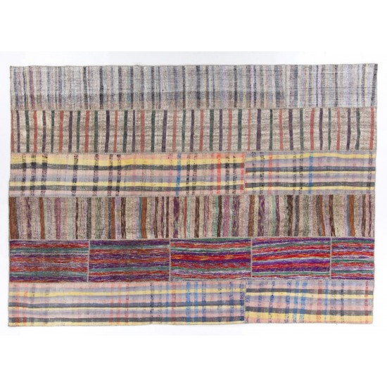 Authentic Patchwork Turkish Rug Made from Assorted Vintage Large Kilims.. 9.9 x 13.9 Ft (300 x 423 cm)