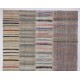 Striped Vintage Turkish Kilim, Handmade Cotton Rag Rug. 10.3 x 16.9 Ft (311 x 515 cm)