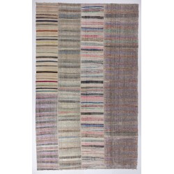 Striped Vintage Turkish Kilim, Handmade Cotton Rag Rug. 10.3 x 16.9 Ft (311 x 515 cm)