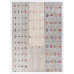 Oversize Handwoven Vintage Cotton and Goat Hair Turkish Kilim with Colorful Flowers. 10.5 x 14.4 Ft (320 x 436 cm)