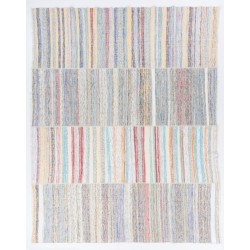 Oversize Striped Turkish Cotton Kilim with Soft Colors. 11.5 x 14.5 Ft (348 x 440 cm)