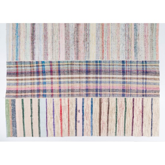 Multicolor Handwoven Turkish Kilim (Flat-Weave), Overize Double Sided Cotton Rug. 12.2 x 17.6 Ft (370 x 534 cm)