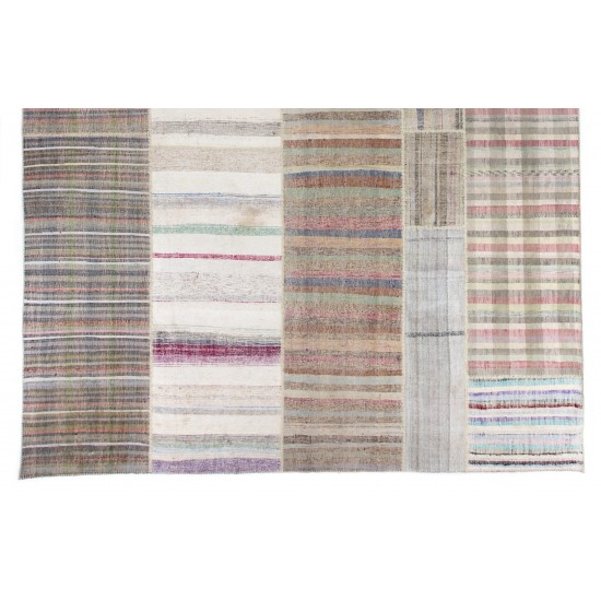 Oversize Vintage Flat-Woven Cotton Kilim Rug. Hand-Woven Turkish Carpet. 12.5 x 16.5 Ft (380 x 500 cm)