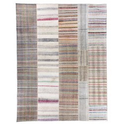 Oversize Vintage Flat-Woven Cotton Kilim Rug. Hand-Woven Turkish Carpet. 12.5 x 16.5 Ft (380 x 500 cm)