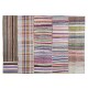 Multicolor Handwoven Turkish Kilim (Flat-Weave), Overize Double Sided Cotton Rag Rug. 13.2 x 18.9 Ft (400 x 575 cm)