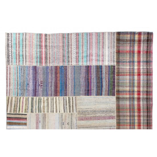 Multicolor Handwoven Turkish Kilim (Flat-Weave), Overize Double Sided Cotton Rug. 13.3 x 17.4 Ft (405 x 530 cm)