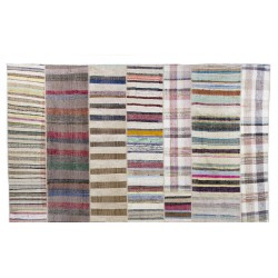 Oversize Vintage Flat-Woven Cotton Kilim Rug. Hand-Woven Turkish Carpet. 13.8 x 16.9 Ft (420 x 515 cm)