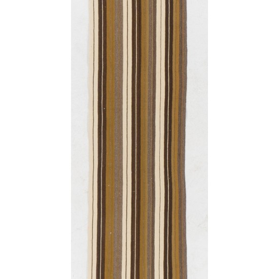 Narrow & Long Striped Handwoven Turkish Kilim Runner Made of 100% Natural Wool. 1.9 x 26 Ft (56 x 790 cm)