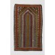 Multicolored Turkish Jajim Kilim, Vintage Flat Weave Floor Covering Made of Wool. 2.3 x 3.7 Ft (68 x 110 cm)