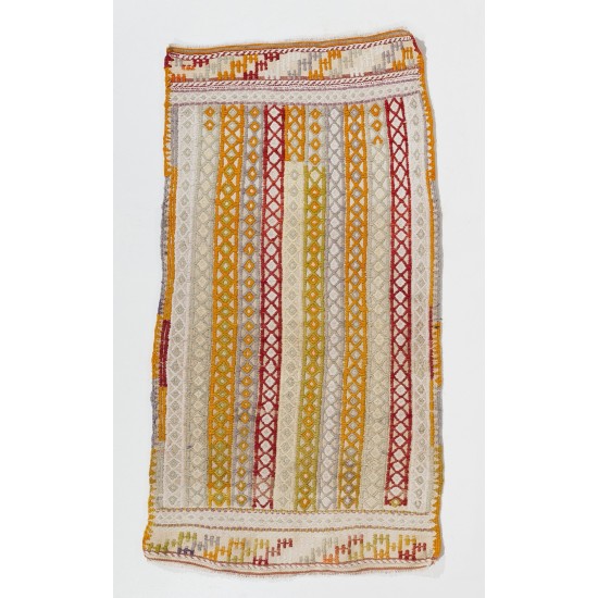 Nomadic Central Anatolian Jijim Kilim, Vintage Flat Weave Wool Rug. 2.3 x 4.3 Ft (70 x 130 cm)