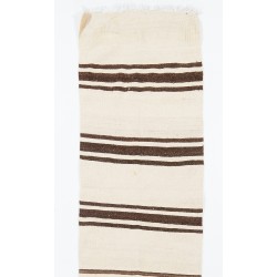 Narrow Striped Hand-Woven Kilim Runner Made of Natural Undyed Wool. Vintage Turkish Hallway Runner. 2.3 x 15 Ft (70 x 460 cm)