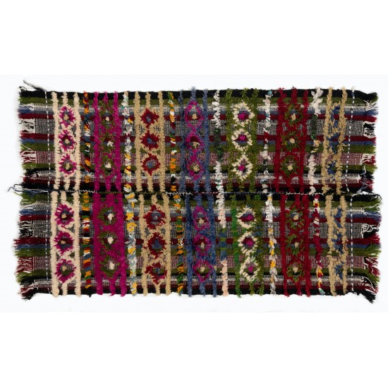 Multicolored Vintage Turkish Kilim. Bed, Floor, Sofa Cover or Wall Hanging. 3 x 4.6 Ft (90 x 140 cm)